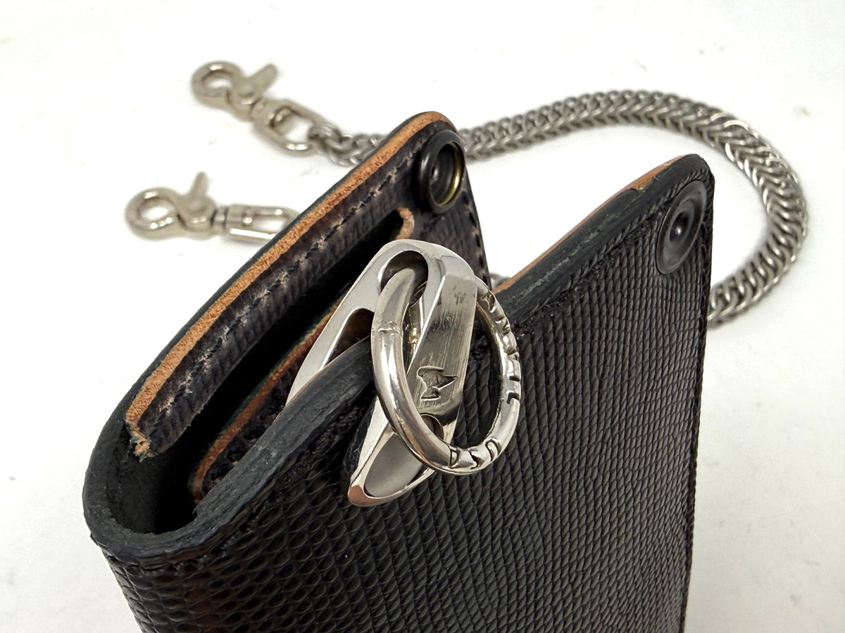5G Long Biker Chain Wallet - Black Lizard