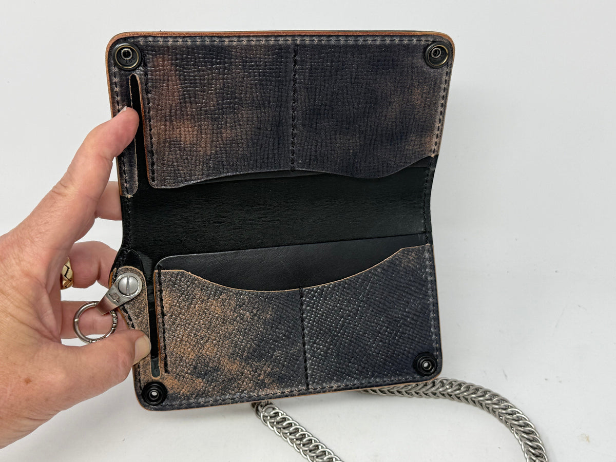 5G Long Biker Chain Wallet - Black Lizard