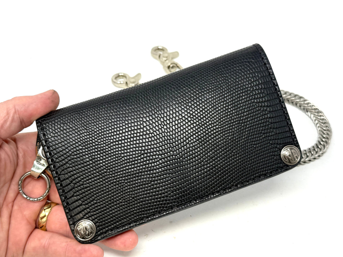 5G Long Biker Chain Wallet - Black Lizard