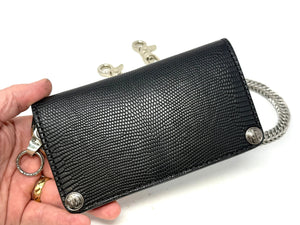 5G Long Biker Chain Wallet - Black Lizard