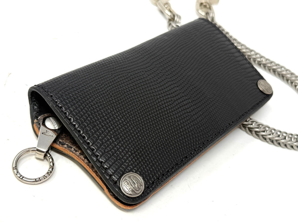 5G Long Biker Chain Wallet - Black Lizard
