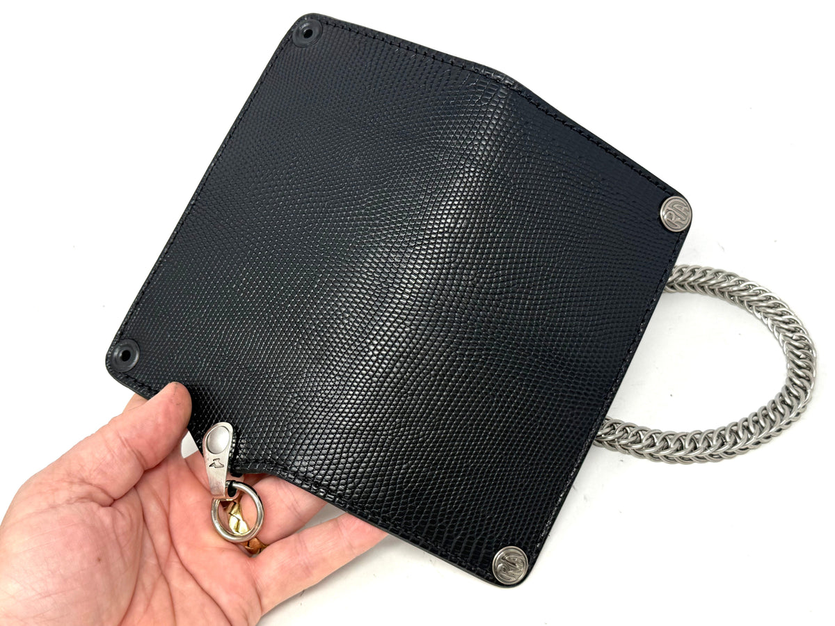 5G Long Biker Chain Wallet - Black Lizard