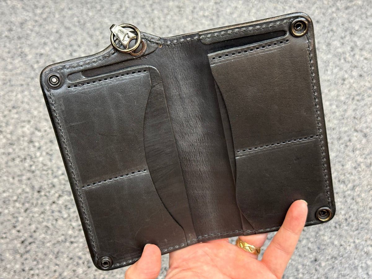5G Long Biker Chain Wallet - Black/Gold Alligator Cloaca