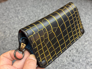5G Long Biker Chain Wallet - Black/Gold Alligator