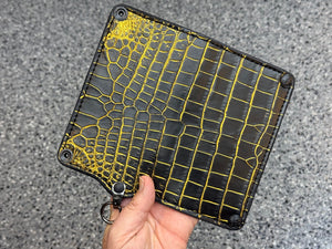 5G Long Biker Chain Wallet - Black/Gold Alligator