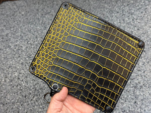 5G Long Biker Chain Wallet - Black/Gold Alligator