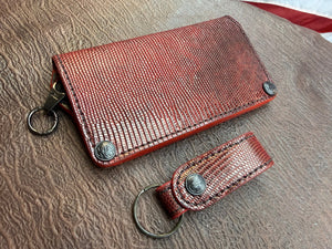 5G Long Biker Chain Wallet - BloodRed Lizard - Anvil Customs