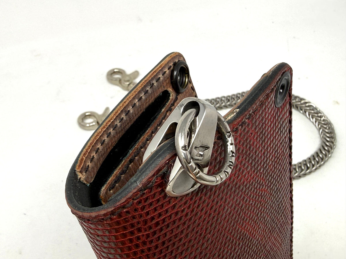 5G Long Biker Chain Wallet - BloodRed Lizard