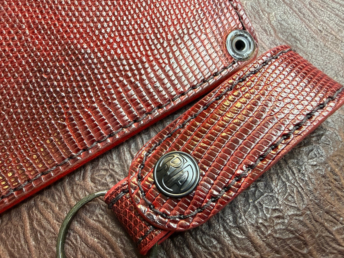 5G Long Biker Chain Wallet - BloodRed Lizard - Anvil Customs