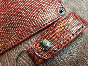 5G Long Biker Chain Wallet - BloodRed Lizard - Anvil Customs