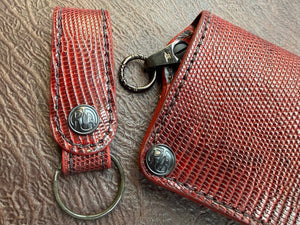 5G Long Biker Chain Wallet - BloodRed Lizard - Anvil Customs