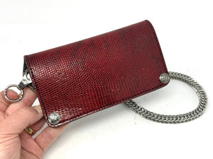 5G Long Biker Chain Wallet - BloodRed Lizard
