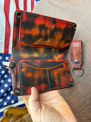 5G Long Biker Chain Wallet - BloodRed Lizard - Anvil Customs