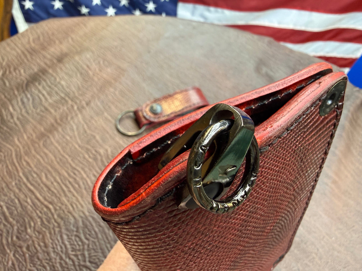 5G Long Biker Chain Wallet - BloodRed Lizard - Anvil Customs