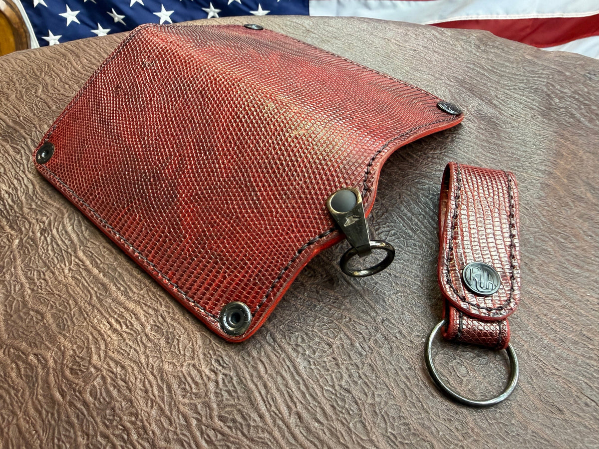 5G Long Biker Chain Wallet - BloodRed Lizard - Anvil Customs