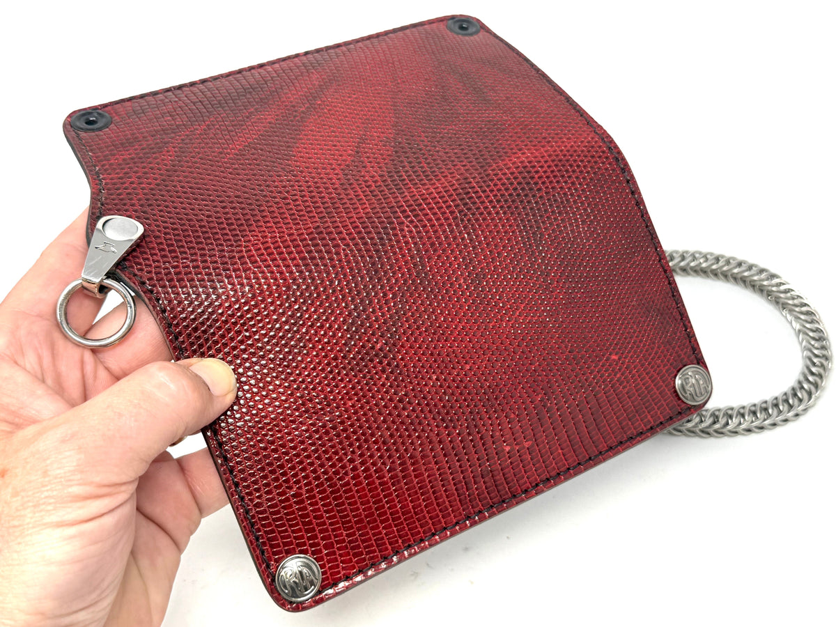 5G Long Biker Chain Wallet - BloodRed Lizard