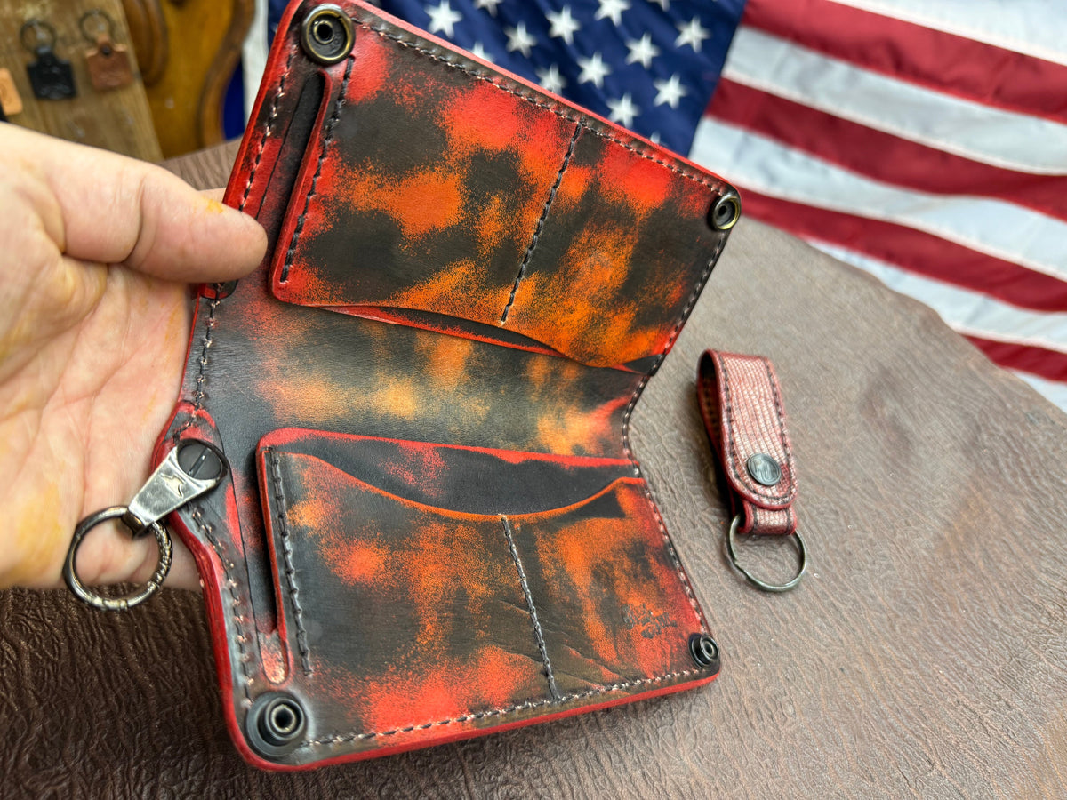 5G Long Biker Chain Wallet - BloodRed Lizard - Anvil Customs