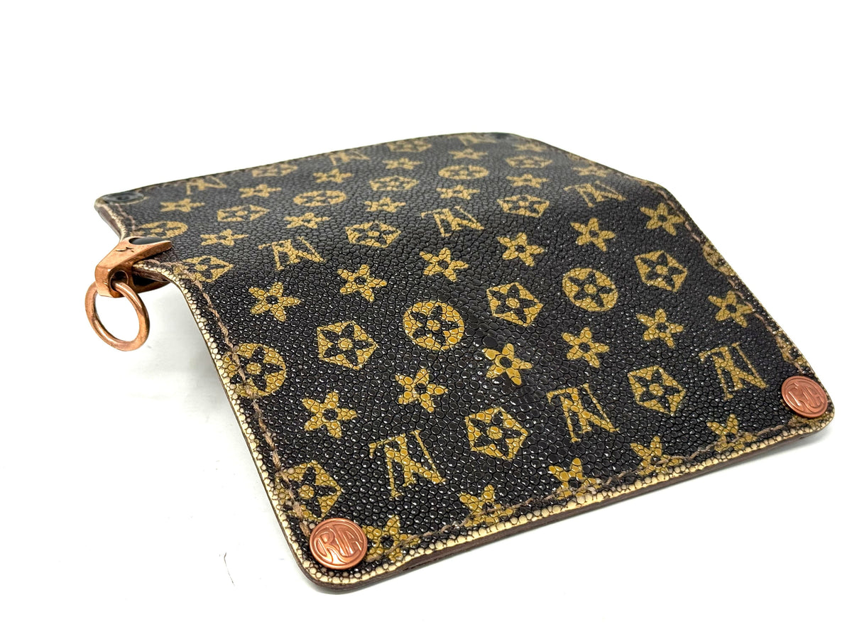 5G Long Biker Chain Wallet - Brown/Gold Designer Stingray - Anvil Customs