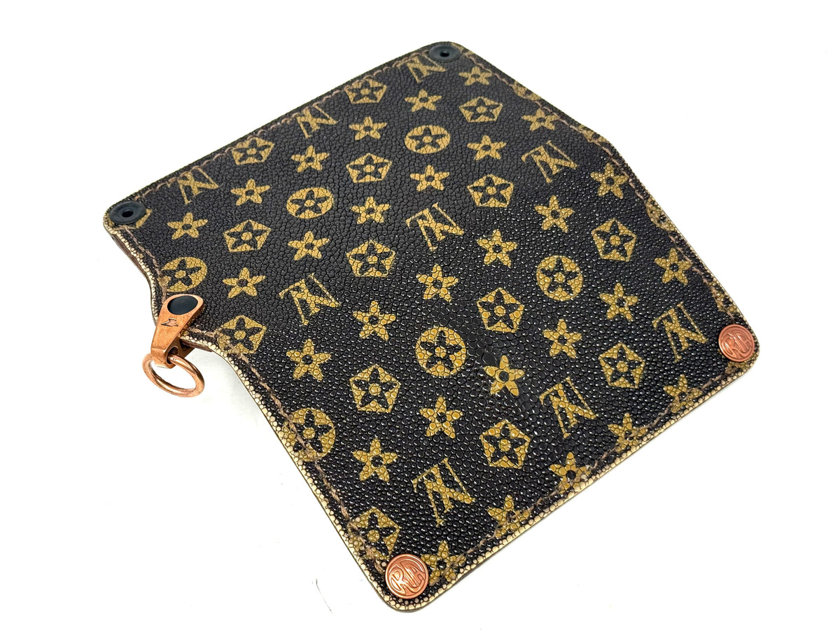 5G Long Biker Chain Wallet - Brown/Gold Designer Stingray - Anvil Customs