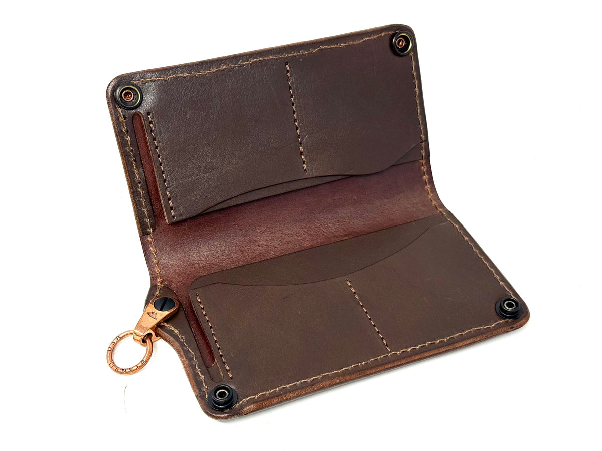 5G Long Biker Chain Wallet - Brown/Gold Designer Stingray - Anvil Customs