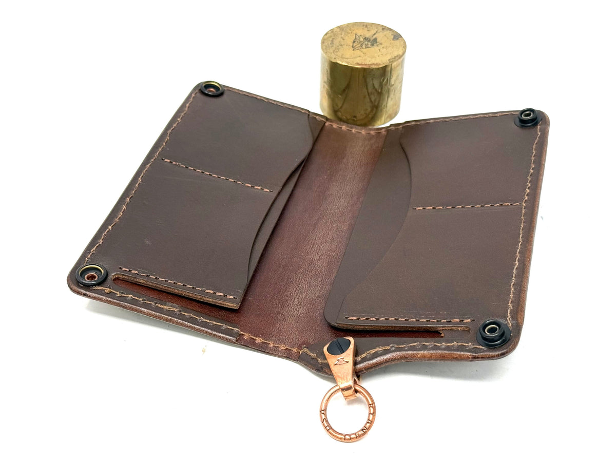 5G Long Biker Chain Wallet - Brown/Gold Designer Stingray - Anvil Customs