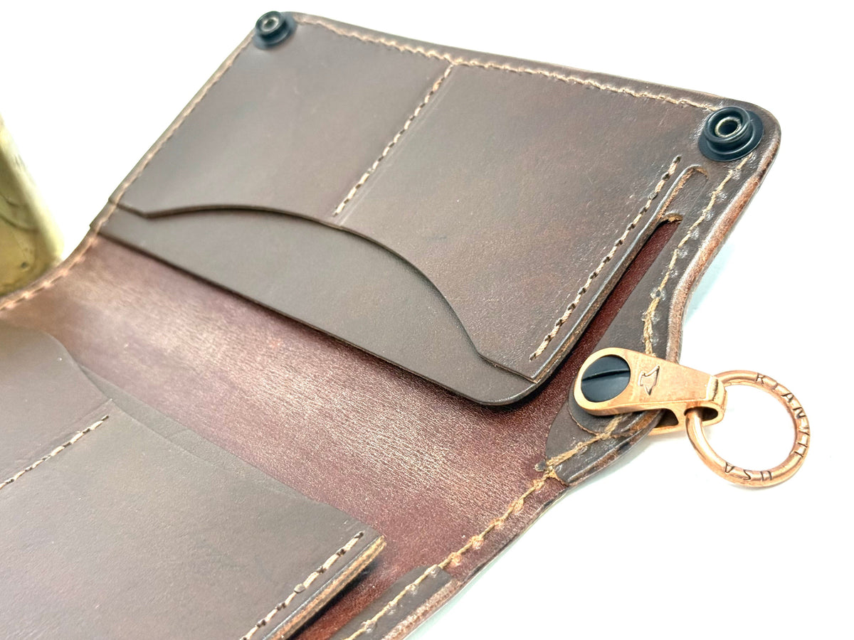 5G Long Biker Chain Wallet - Brown/Gold Designer Stingray - Anvil Customs