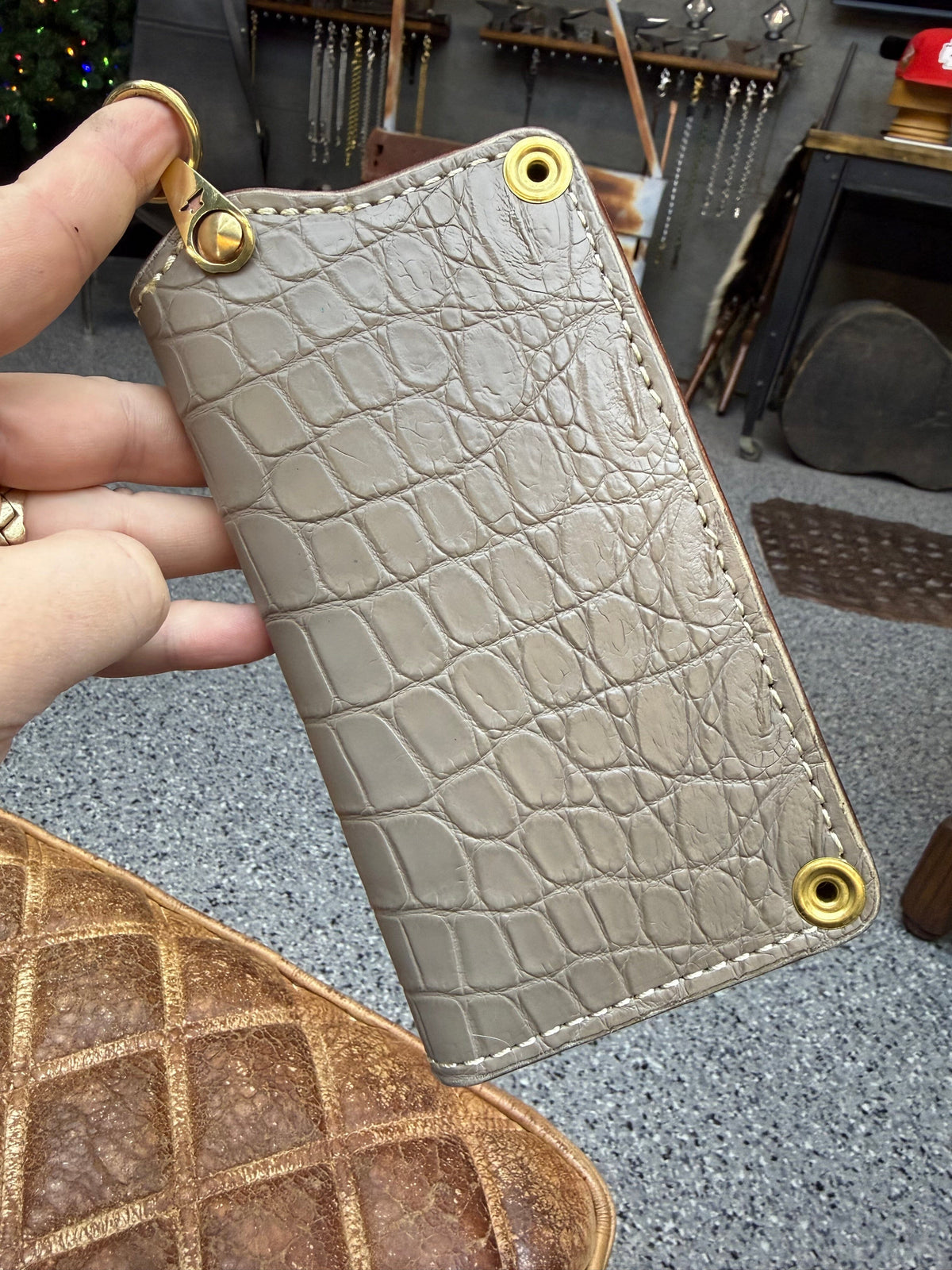 5G Long Biker Chain Wallet - Clay Alligator - Anvil Customs