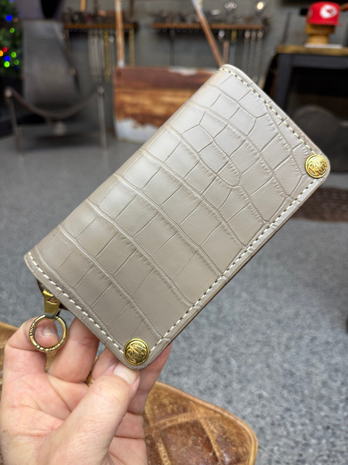 5G Long Biker Chain Wallet - Clay Alligator - Anvil Customs