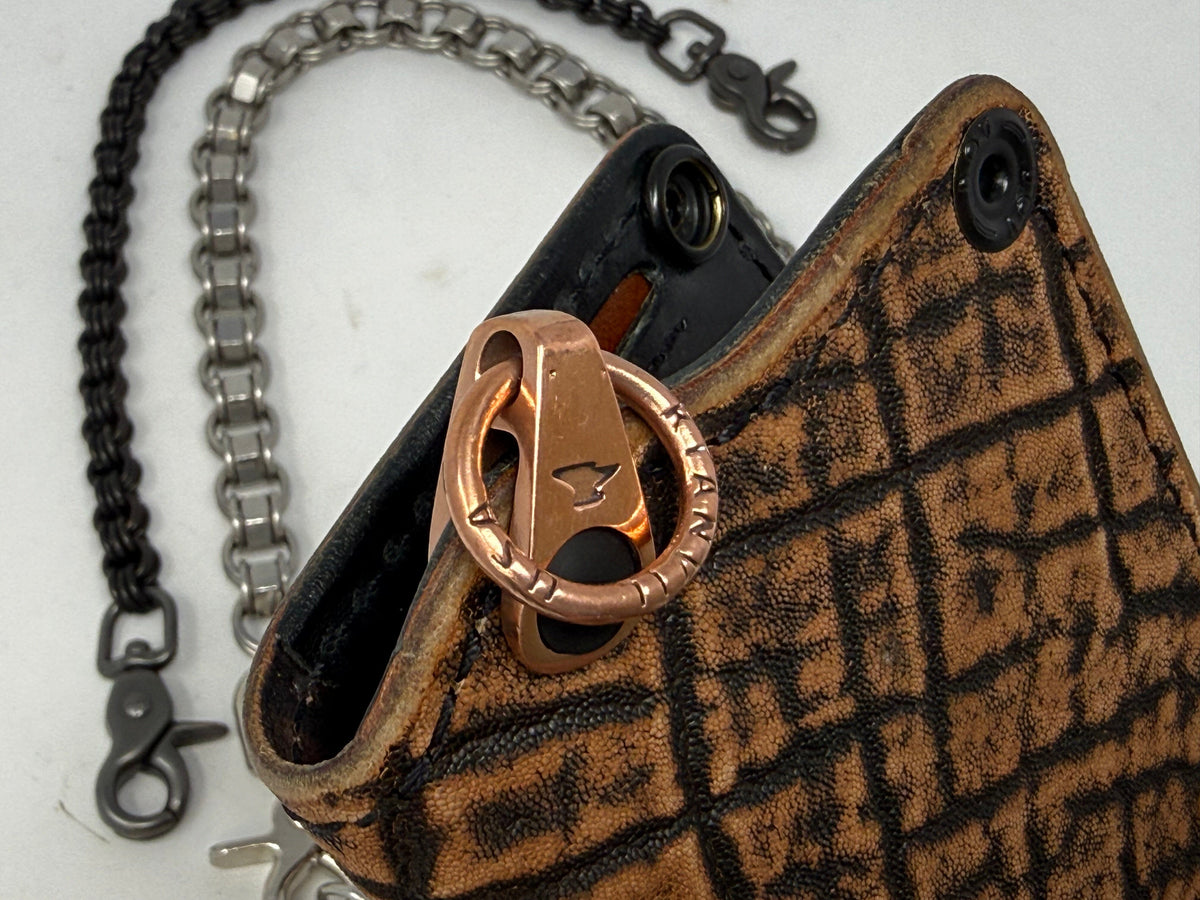 5G Long Biker Chain Wallet - Cognac Elephant