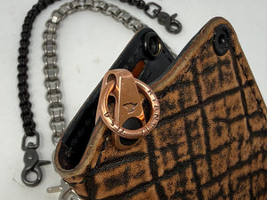 5G Long Biker Chain Wallet - Cognac Elephant