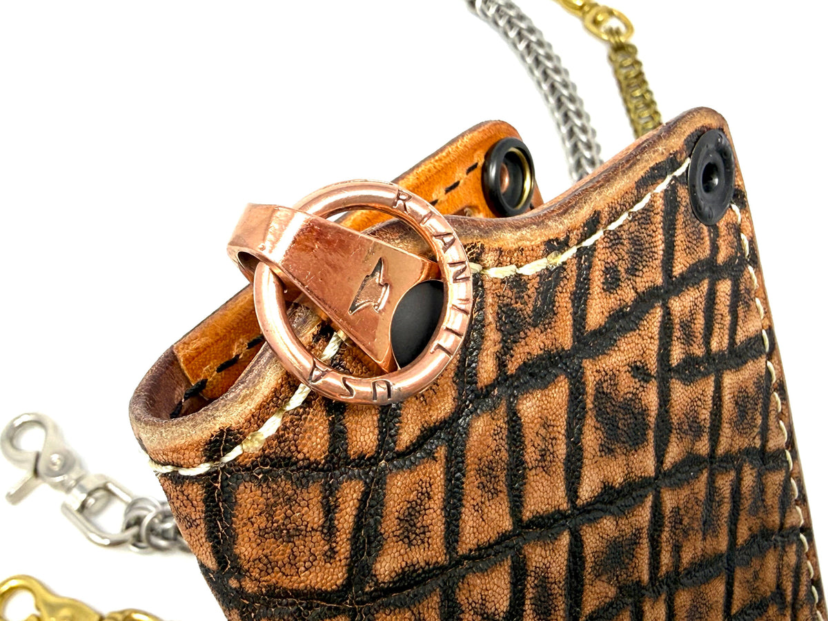 5G Long Biker Chain Wallet - Cognac Elephant