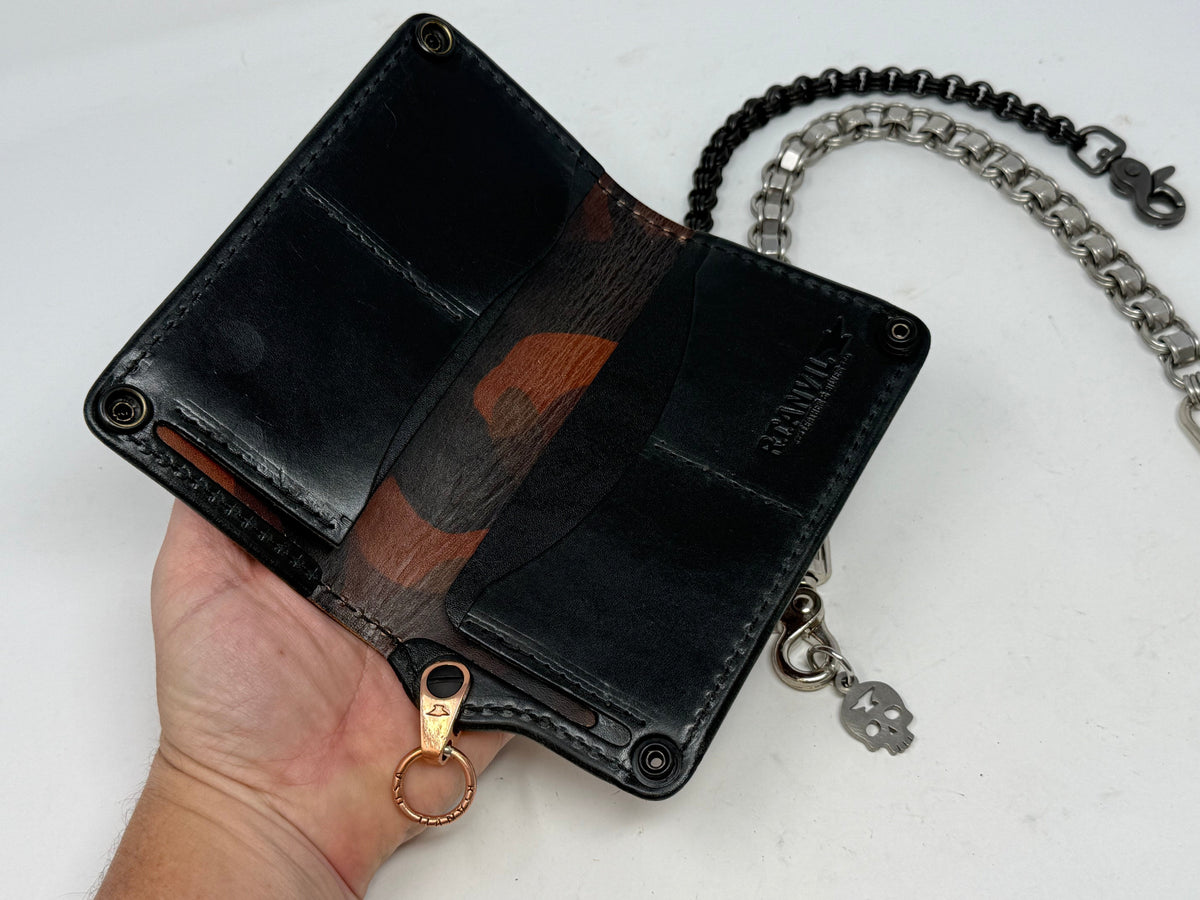 5G Long Biker Chain Wallet - Cognac Elephant