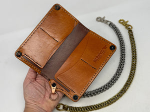 5G Long Biker Chain Wallet - Cognac Elephant