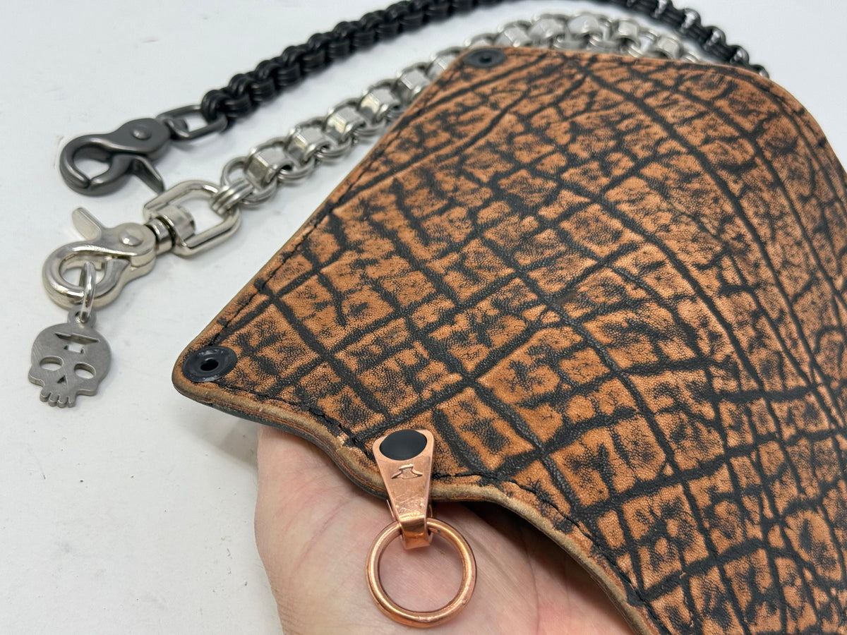 5G Long Biker Chain Wallet - Cognac Elephant