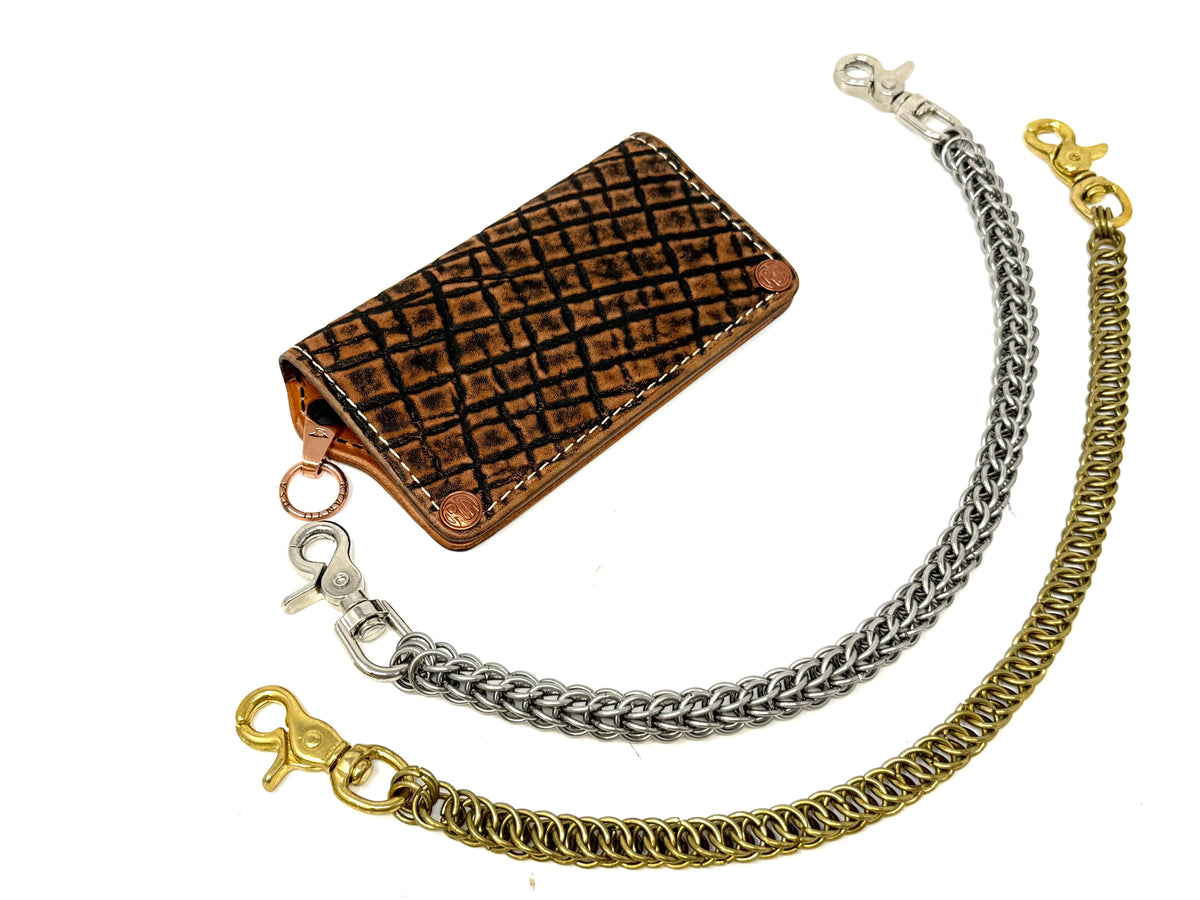5G Long Biker Chain Wallet - Cognac Elephant