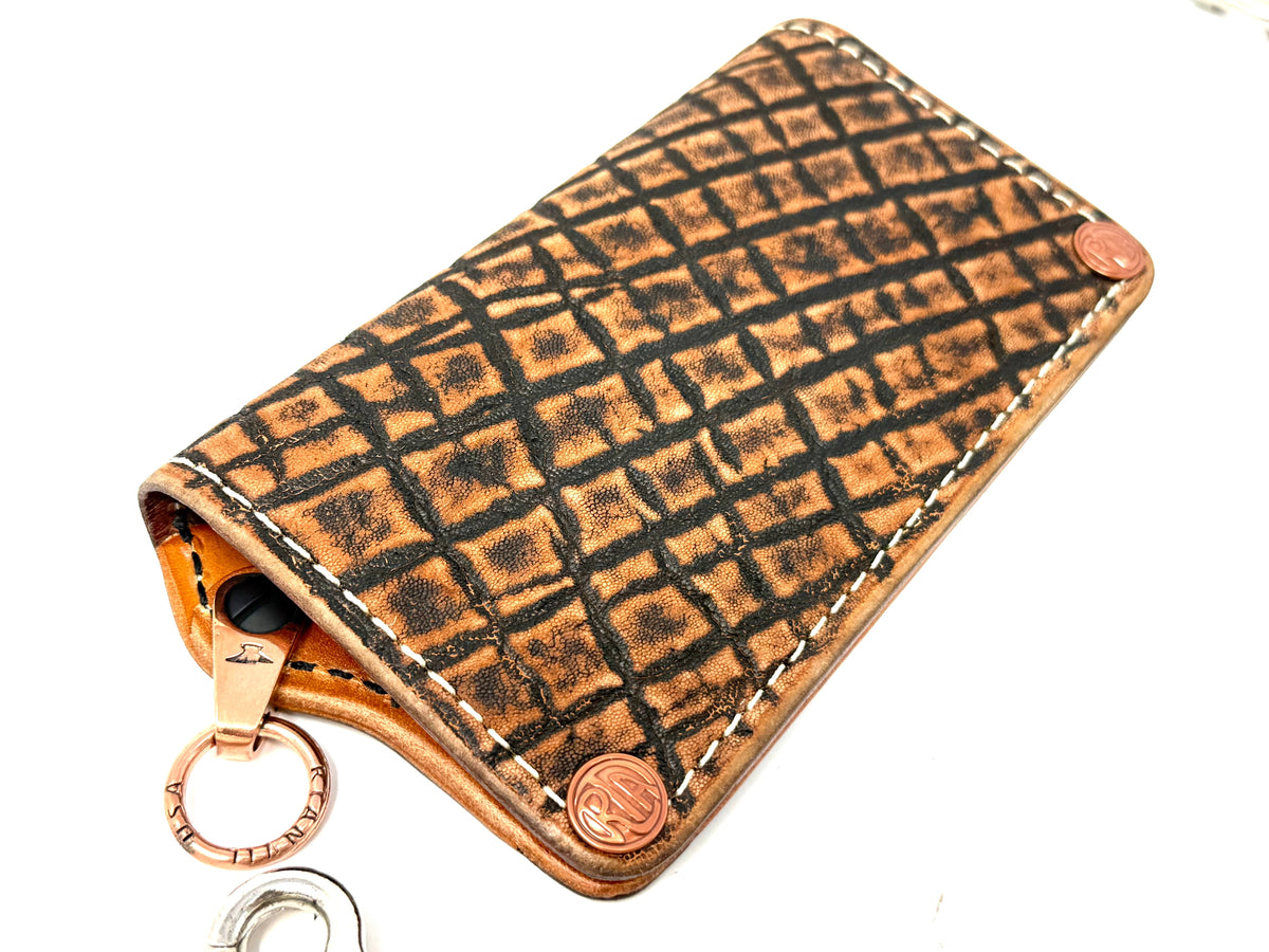 5G Long Biker Chain Wallet - Cognac Elephant