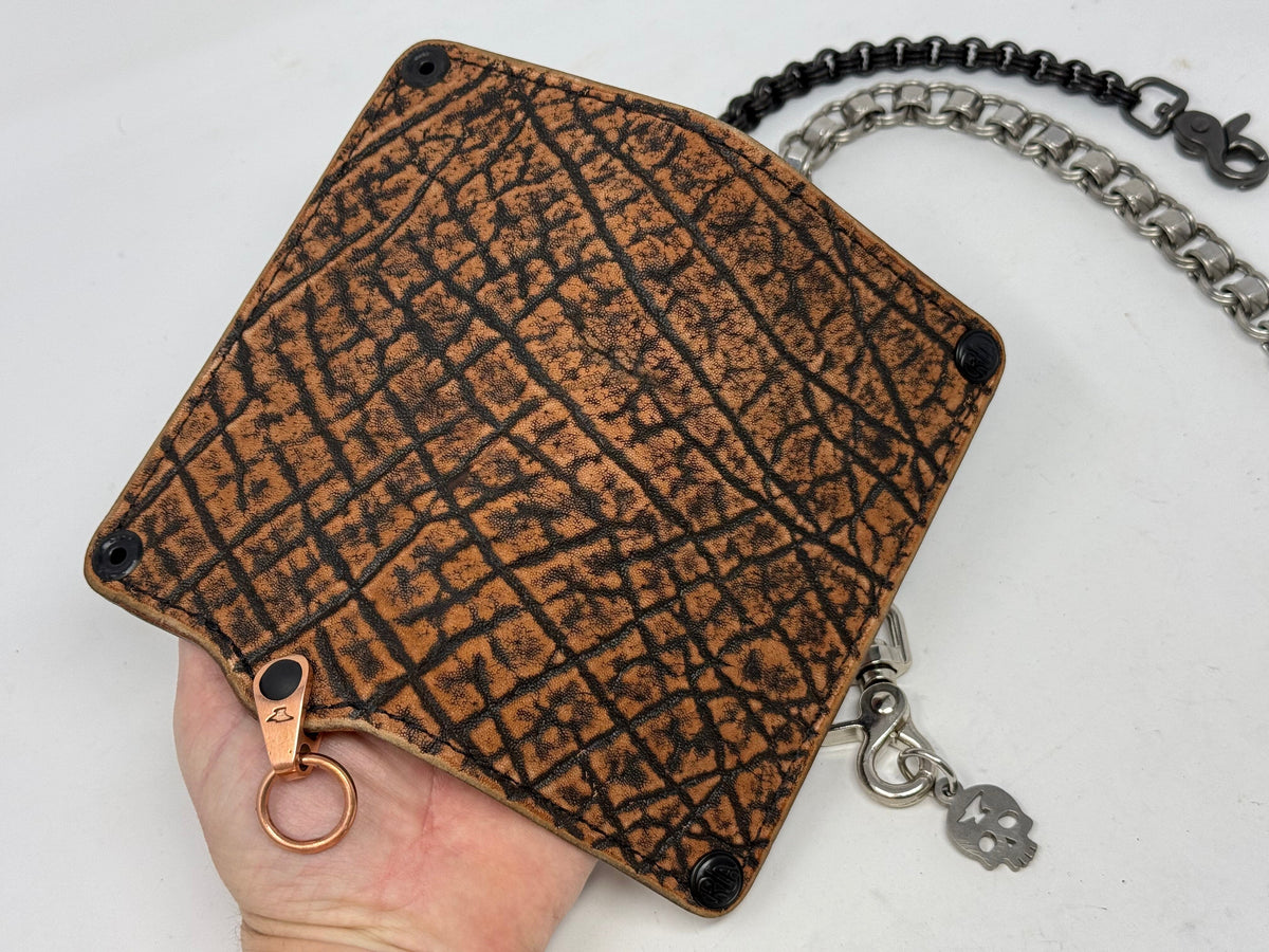 5G Long Biker Chain Wallet - Cognac Elephant