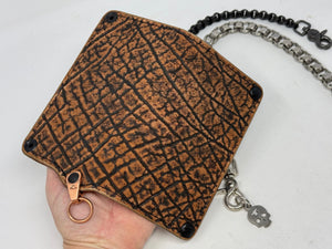 5G Long Biker Chain Wallet - Cognac Elephant