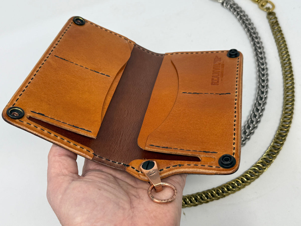 5G Long Biker Chain Wallet - Cognac Elephant