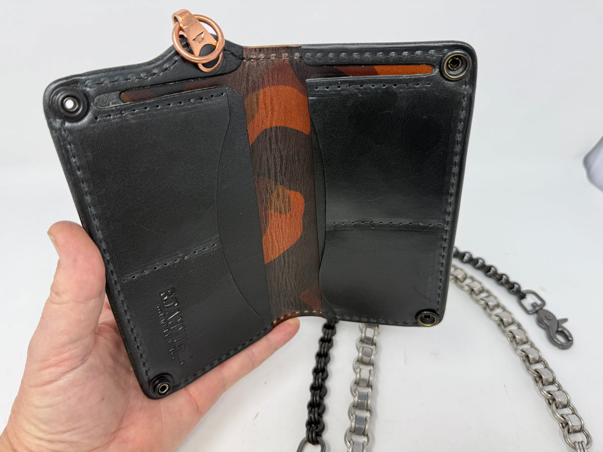 5G Long Biker Chain Wallet - Cognac Elephant