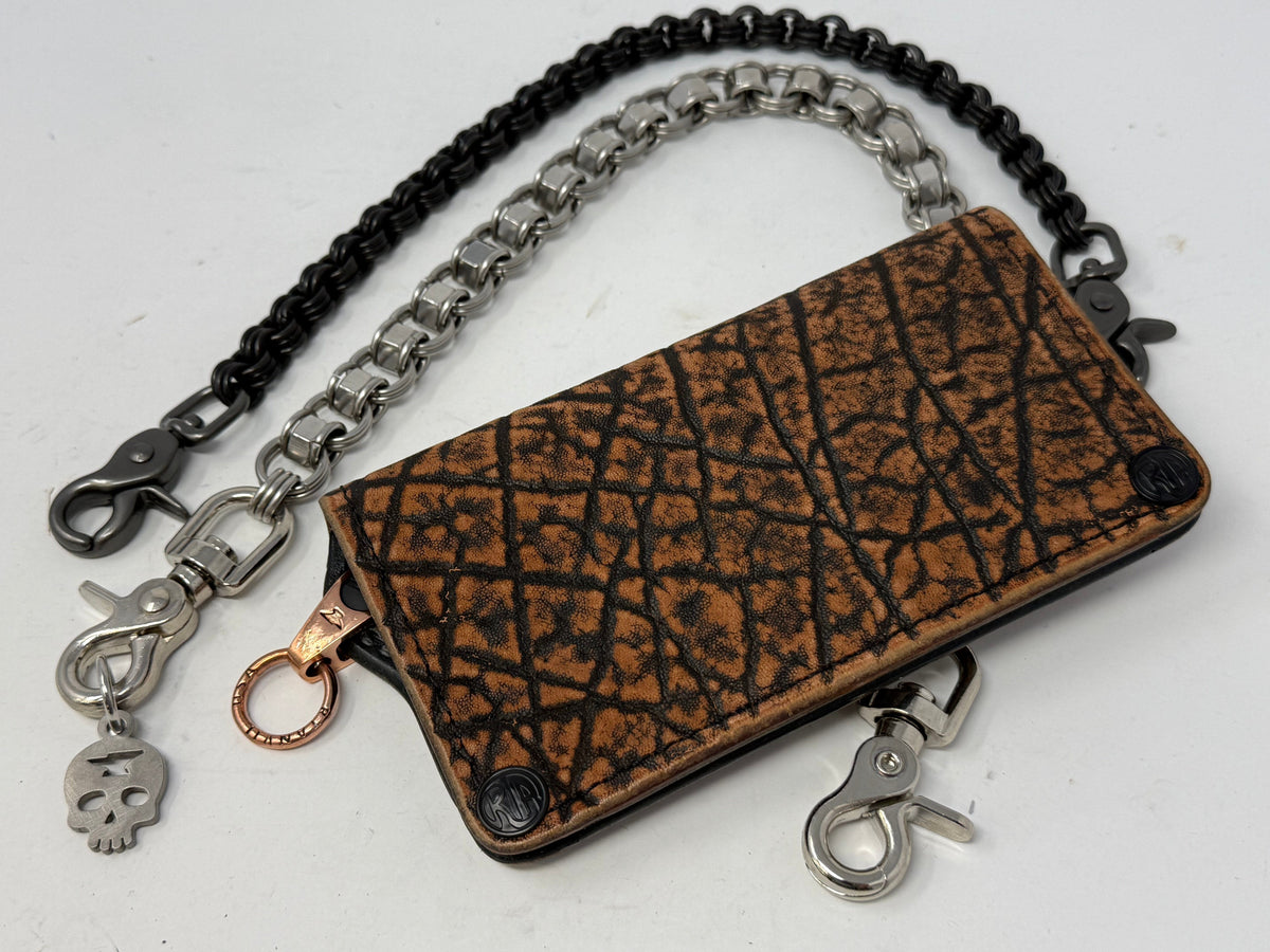 5G Long Biker Chain Wallet - Cognac Elephant