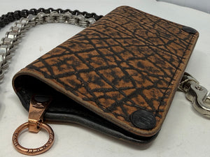 5G Long Biker Chain Wallet - Cognac Elephant