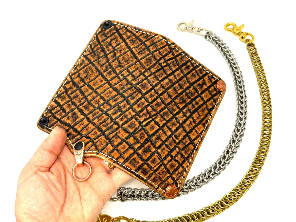 5G Long Biker Chain Wallet - Cognac Elephant