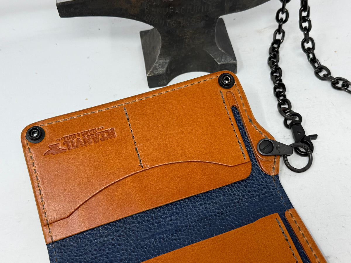 5G Long Biker Chain Wallet - Forrest Green Nubuck Alligator 2