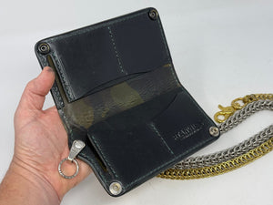 5G Long Biker Chain Wallet - Forrest Green Nubuck Alligator 4