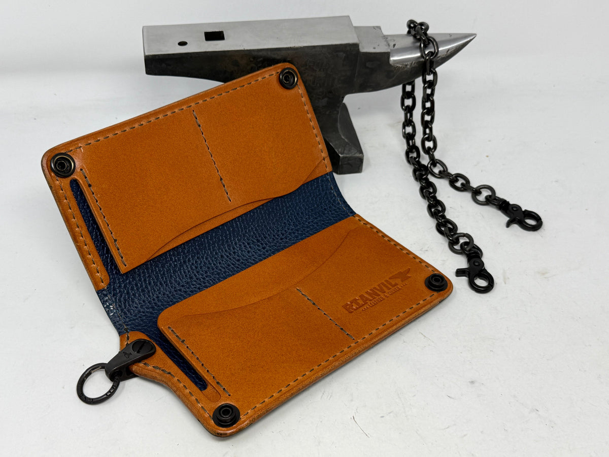 5G Long Biker Chain Wallet - Forrest Green Nubuck Alligator