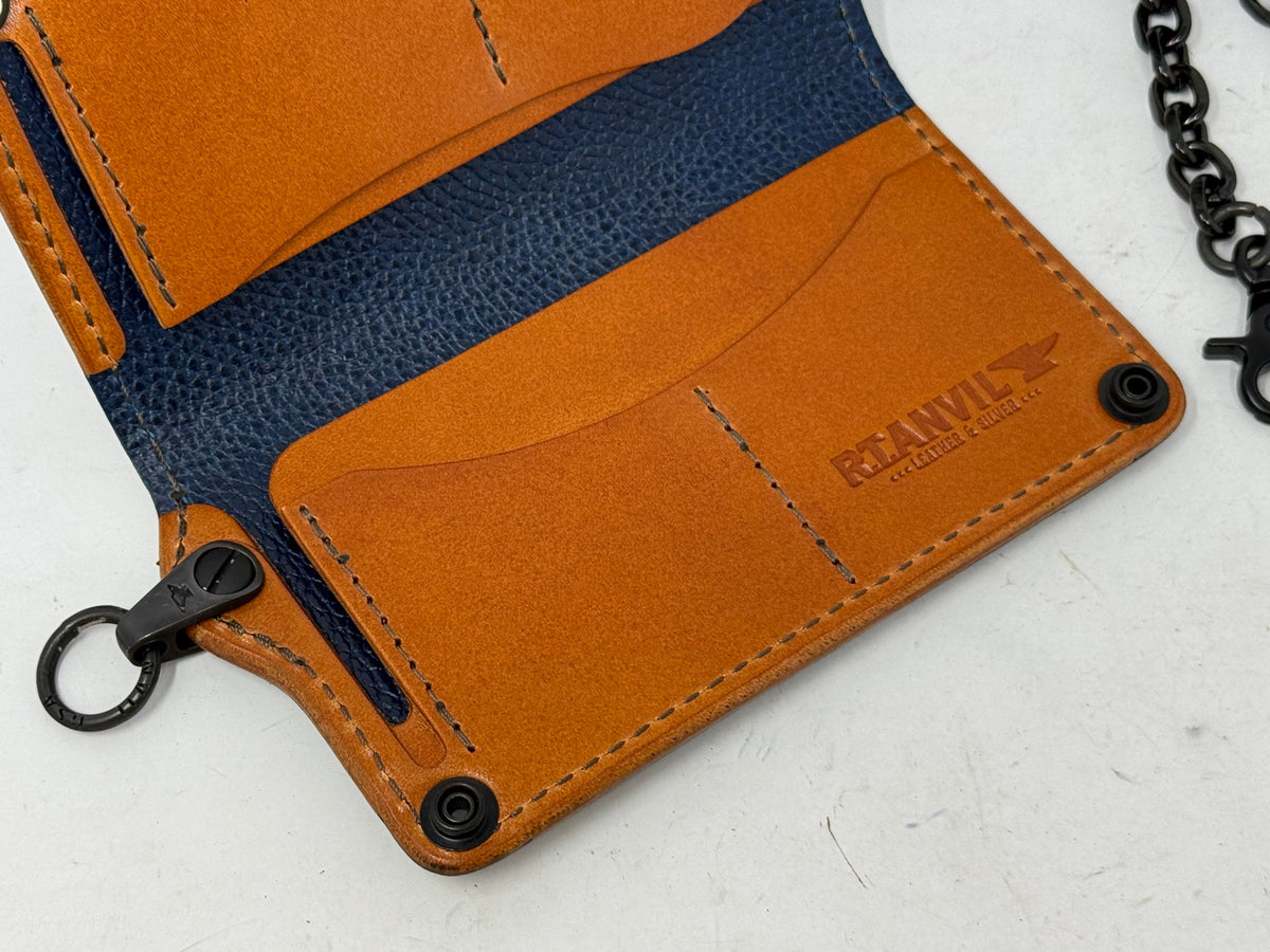 5G Long Biker Chain Wallet - Forrest Green Nubuck Alligator