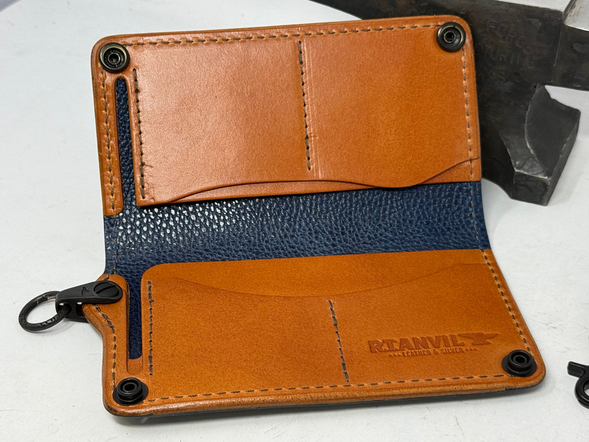 5G Long Biker Chain Wallet - Forrest Green Nubuck Alligator