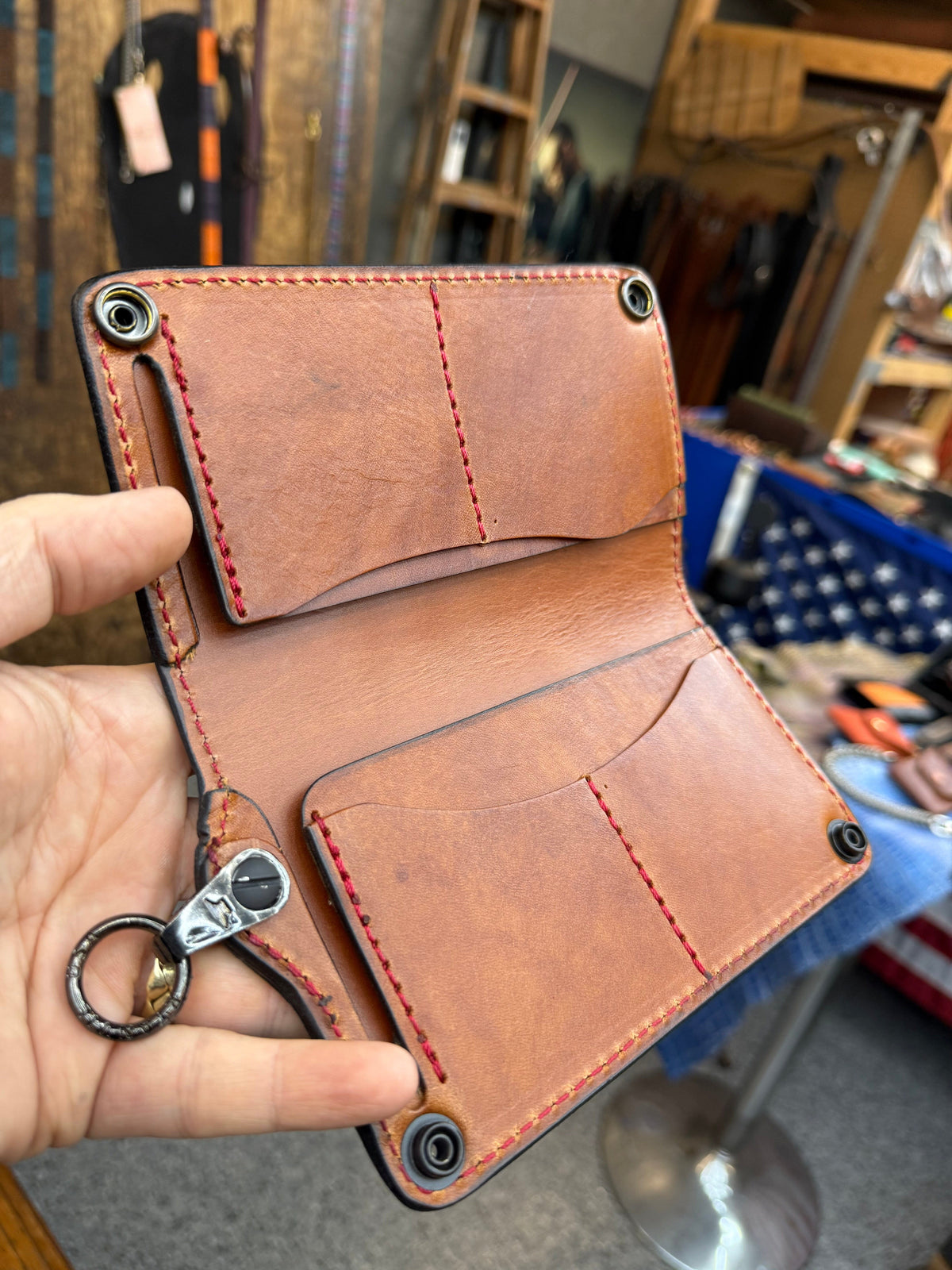5G Long Biker Chain Wallet - Gray Alligator