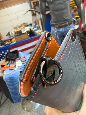 5G Long Biker Chain Wallet - Gray Alligator